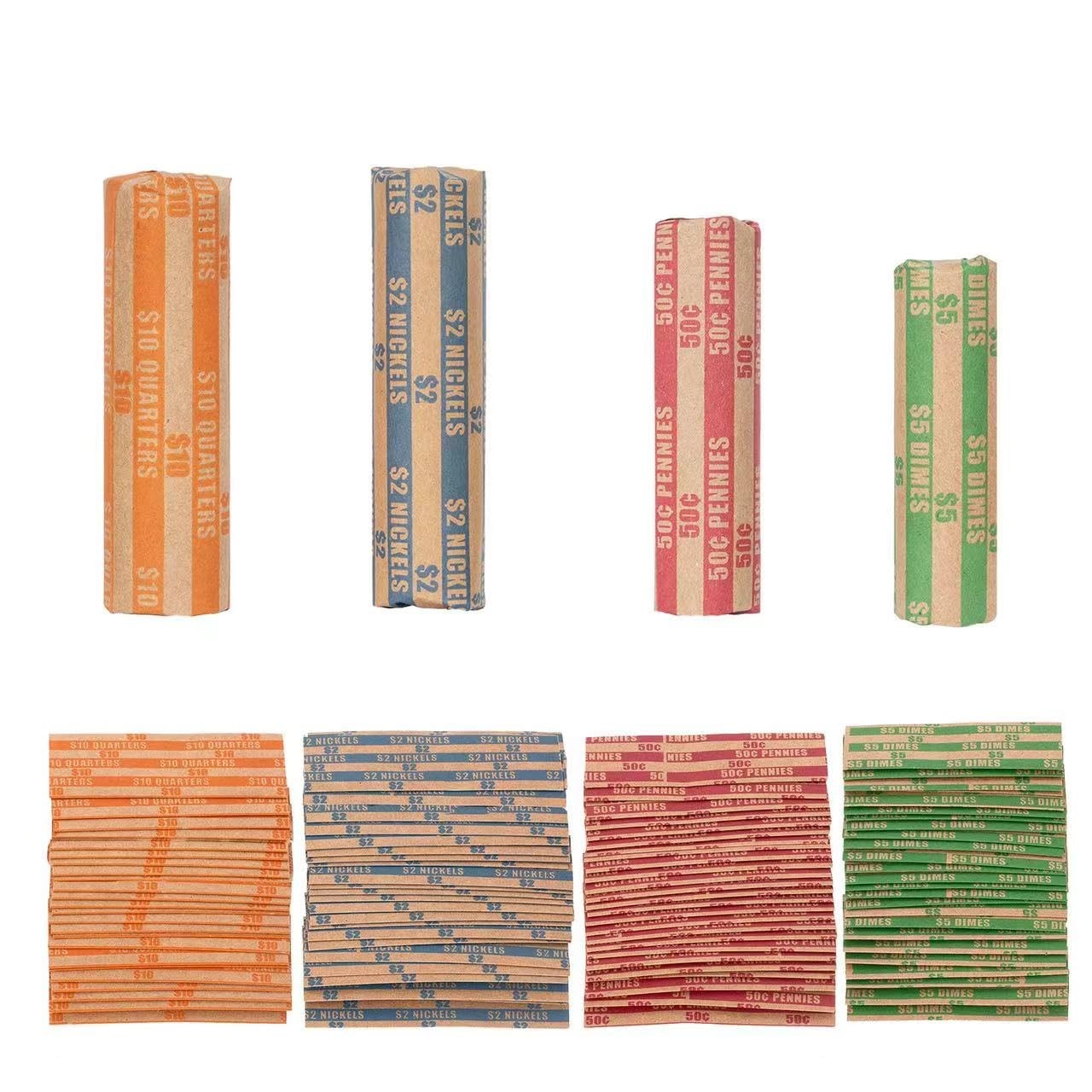 Coin Wrappers Assorted 110 PCS Flat Coin Rolls Wrappers All Coins Including 30
