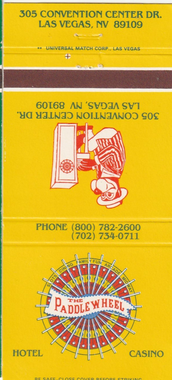 Paddlewheel Hotel & Casino  Las Vegas Matchbook Cover icmsc5