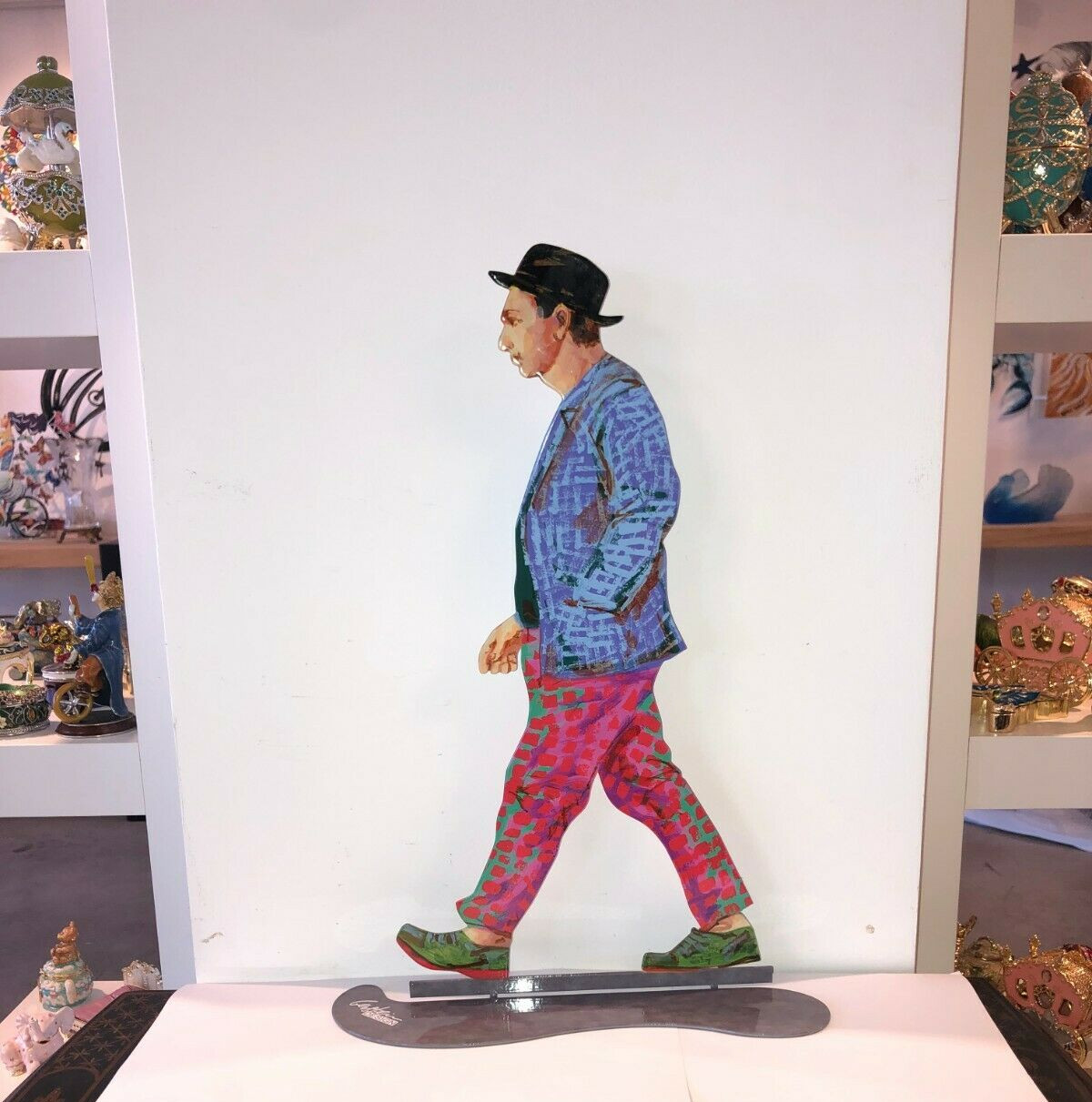 Pop art Metal "  Bohemian Walker " sculpture by DAVID GERSTEIN