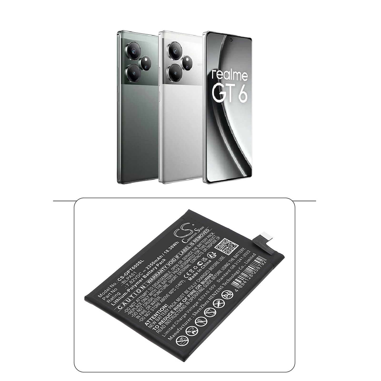 Li-Polymer BATTERIE 7.82V 2350mAh Type BLPA51 For OPPO Realme GT 6T