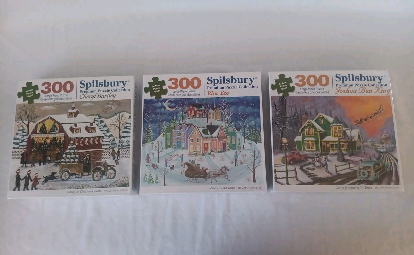 3 Spilsbury 300 Piece Puzzle Santa Is Coming Ride Around Town Bartleys Barn New