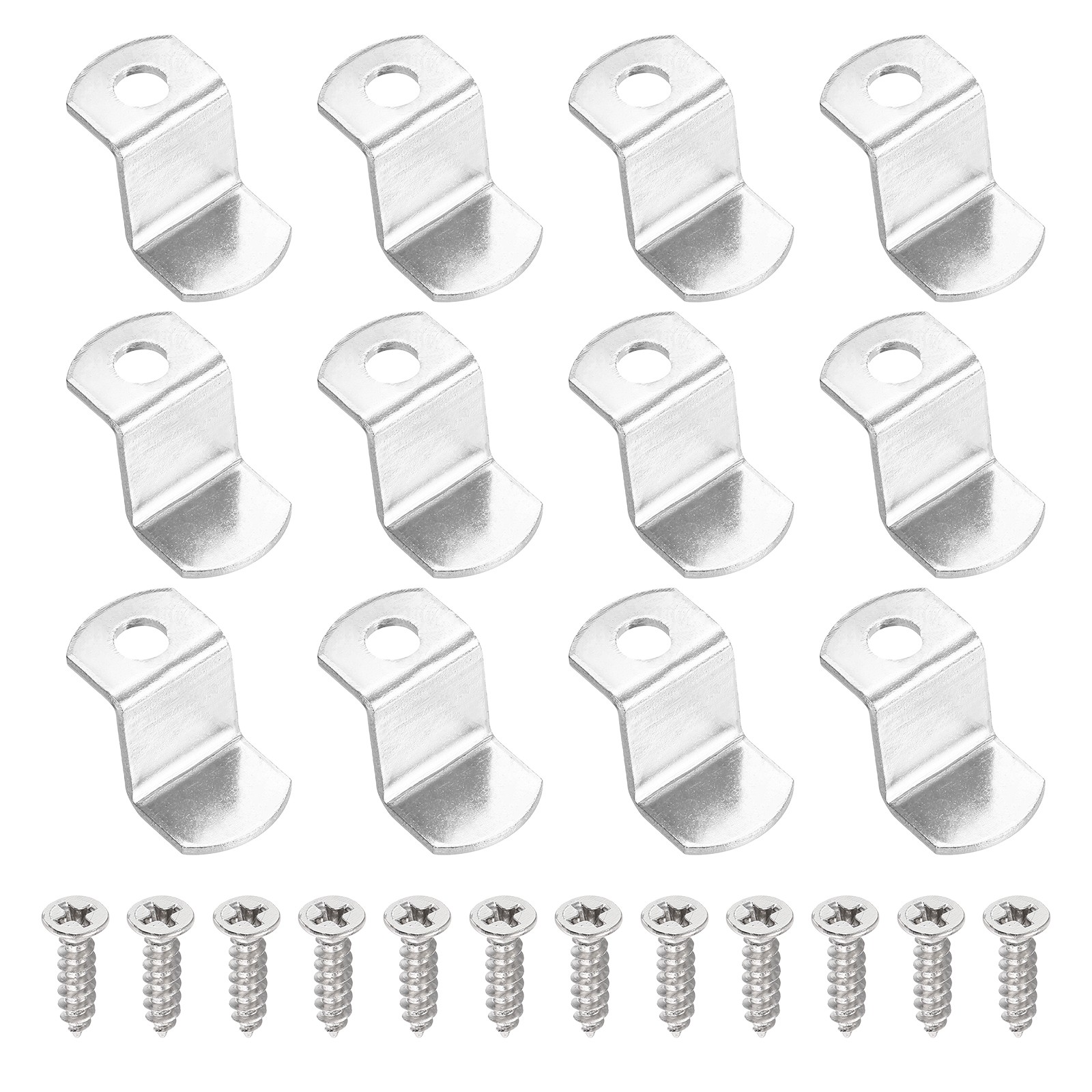12Pcs 1/2" Offset Canvas Clips with Holes Include 12 Screws, Silver Tone
