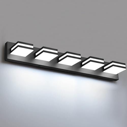  LED Modern Bathroom Lights Fixtures(5-Light,Dimmable),Matte 5 - Light Black