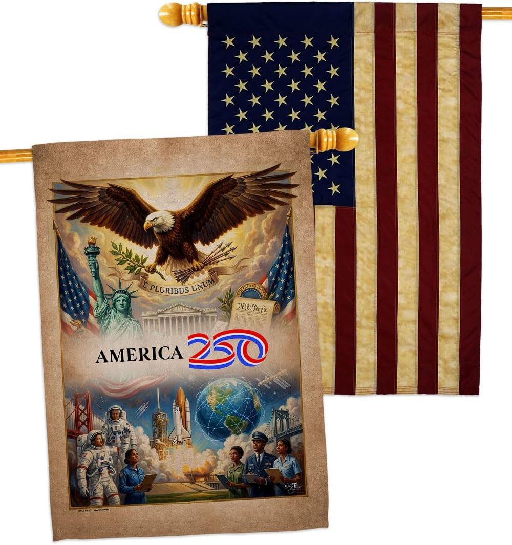 America 250 Flag Eagle Liberty Future Vintage American Flags for outside House B