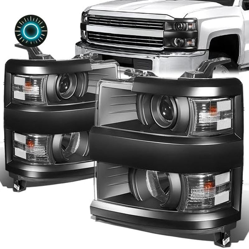 Projector Headlight Assembly Compatible with Chevy Silverado 2500 3500 HD 2015-2