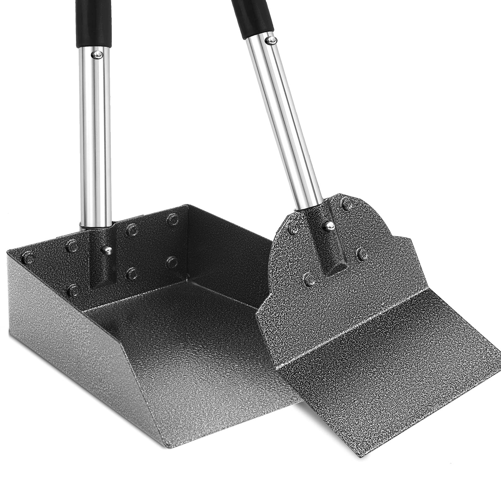 LUFFWELL Pooper Scooper, Metal Aluminum Tray and Tray&Spade-Medium, Black 