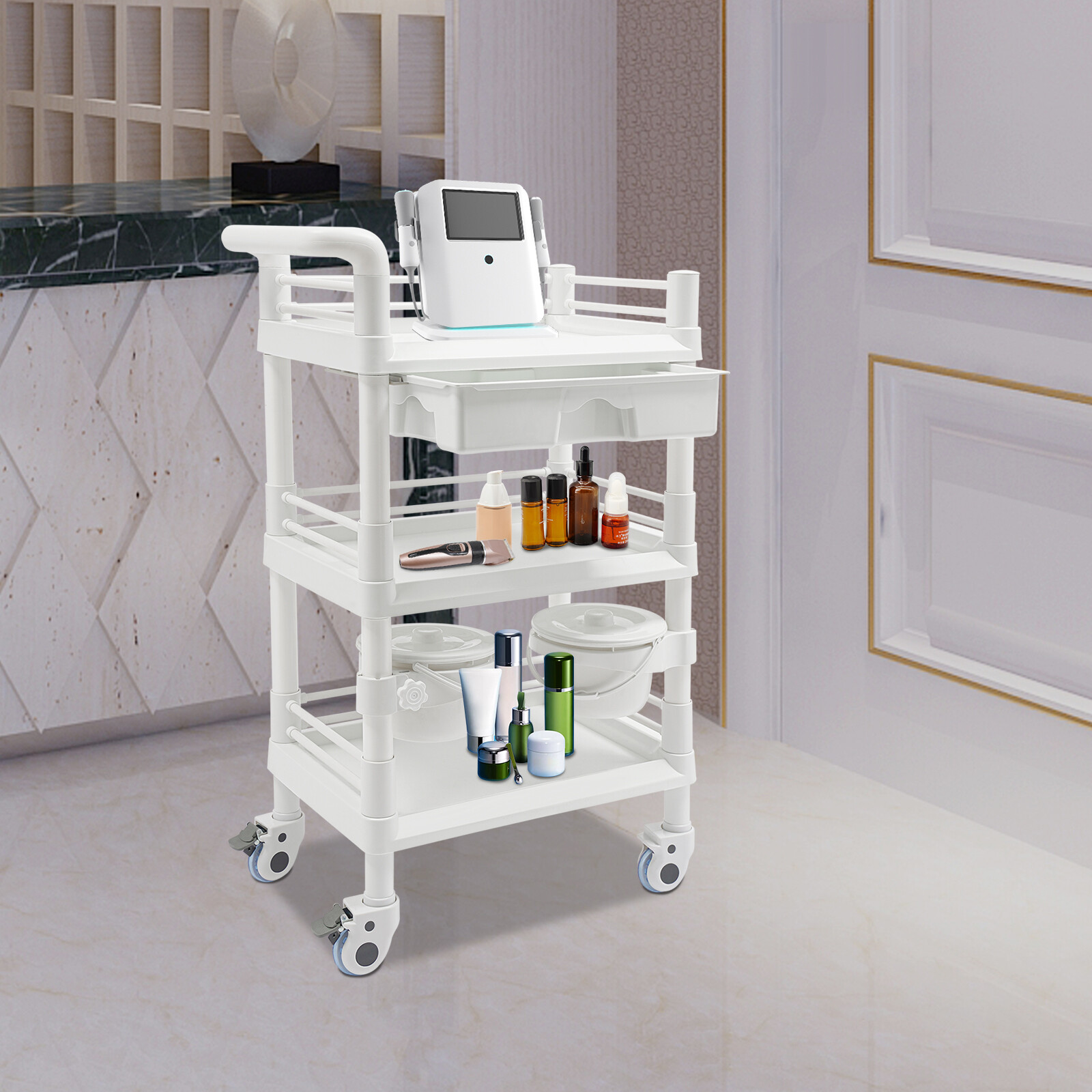 Salon Storage Cart, Movable Beauty Organizer, Mobile Storage Cart Beauty Trolley