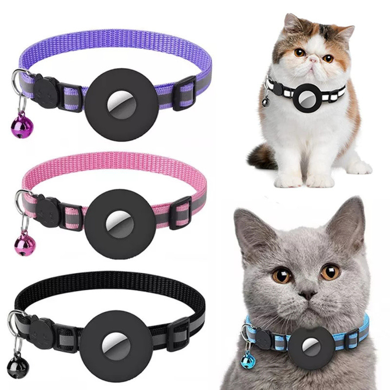 Reflective Waterproof AirTag Collar Holder Case Nylon Strap for Dog Cat
