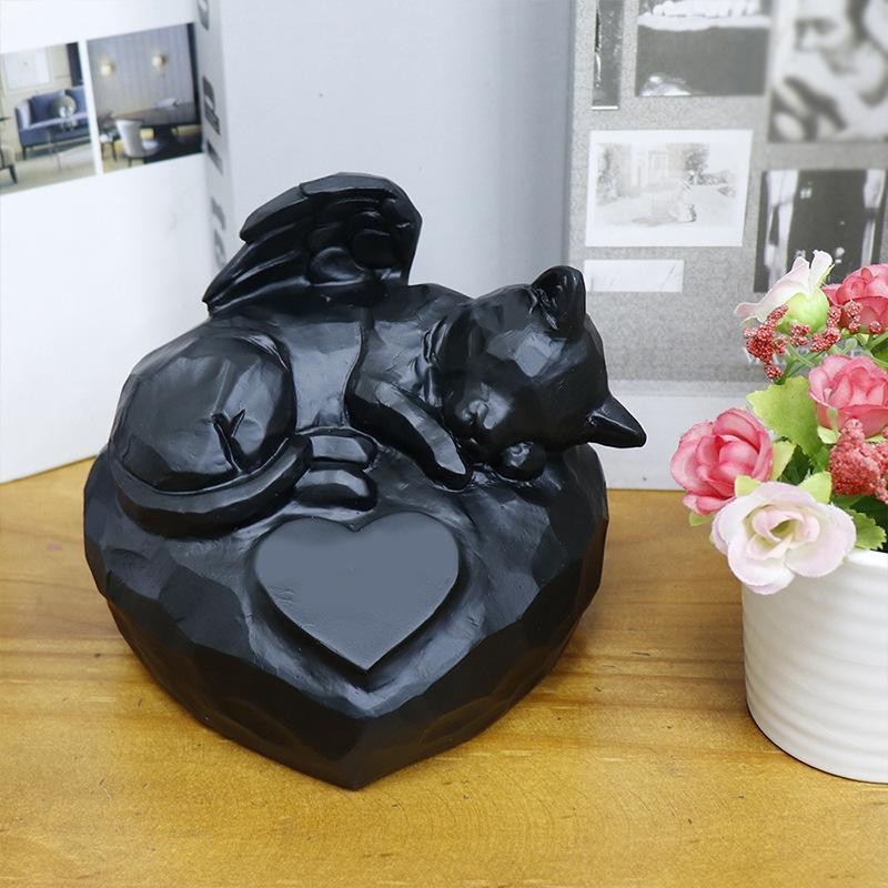 Pet Memorial Stone Cemetery Marker Resin Weather Resistant Cat Garden Statue