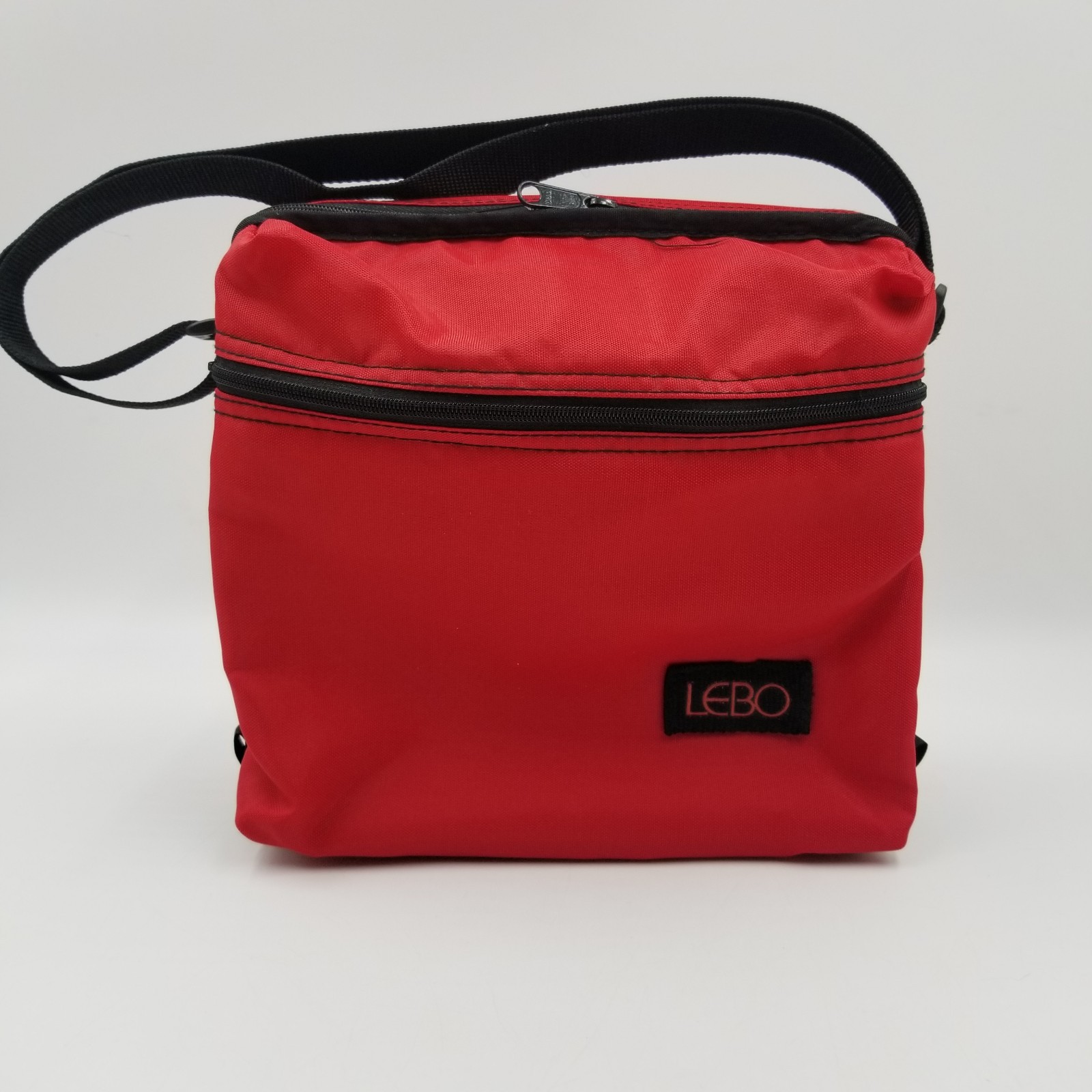 Vintage LEBO 20 Red Cassette Tape Carrying Case Adjustable Shoulder Strap Zip 