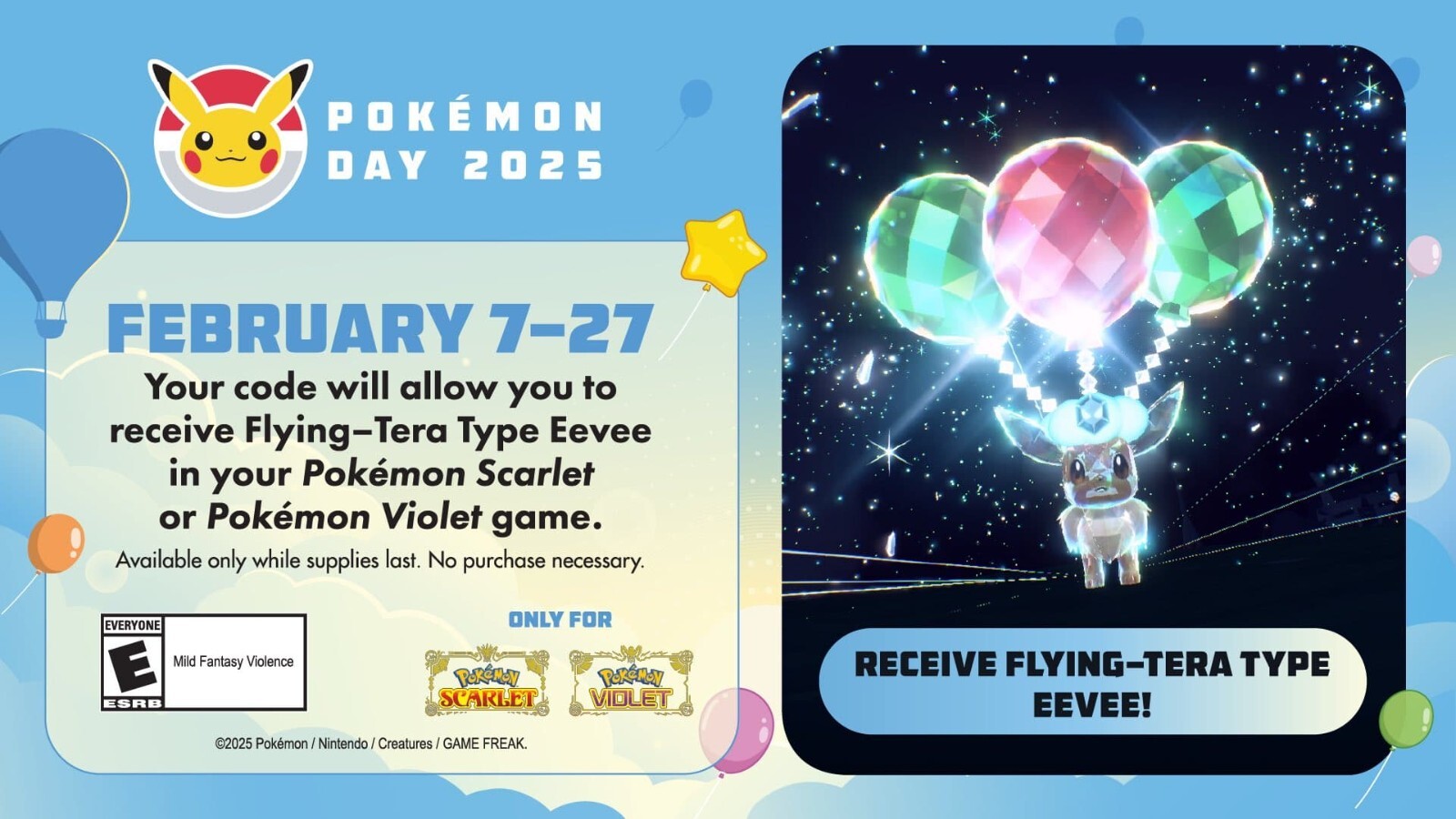 Pokemon Scarlet & Violet Pokemon Day 2025 Flying Tera Eevee Redemption Card