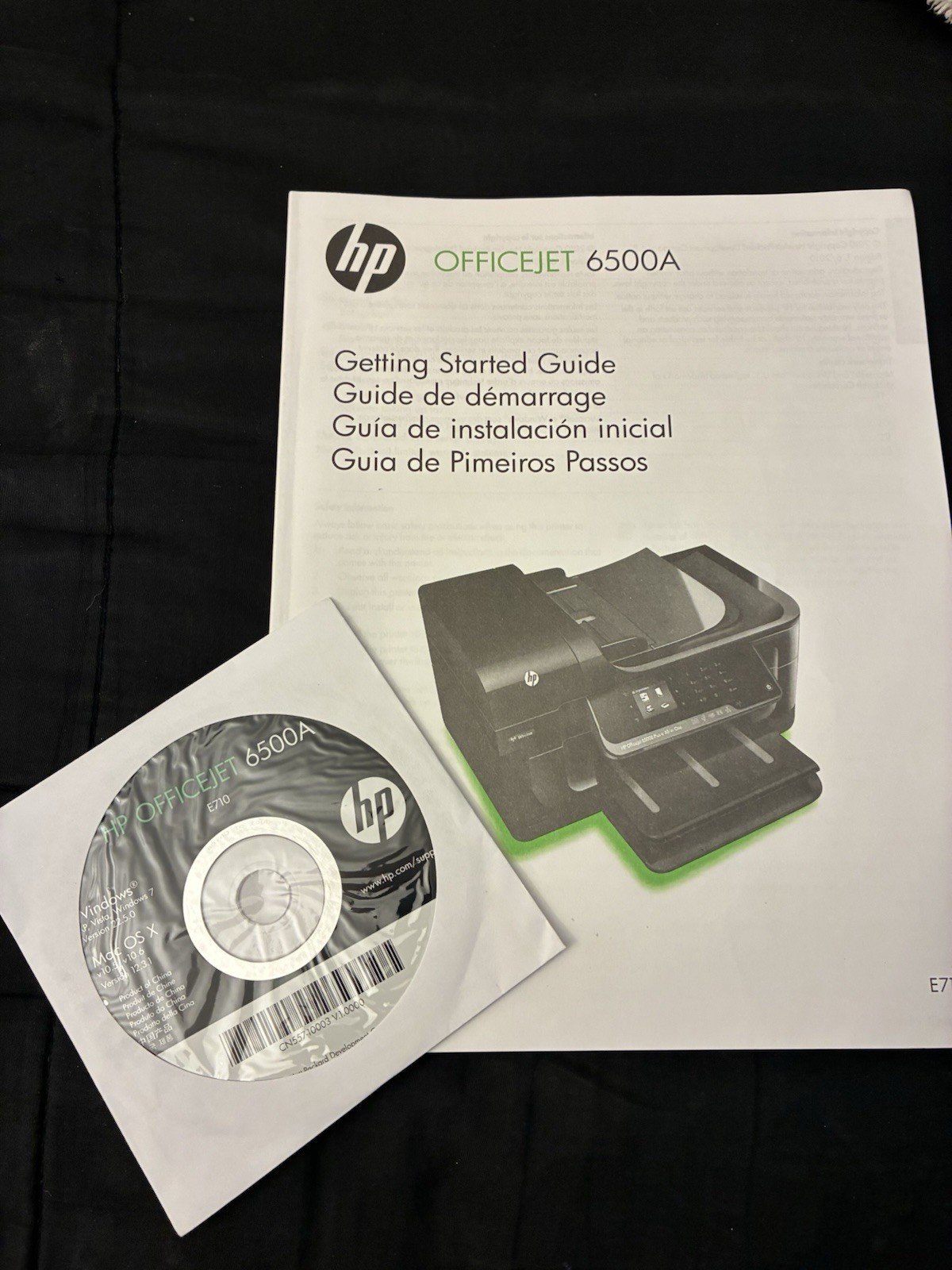HP Officejet 6500A "Getting Started Guide" Instruction Manual w/disk Complete