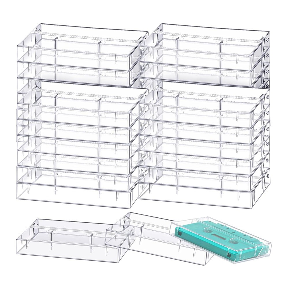 20Pack Audio Cassette Storage Cases - Clear Plastic Cassette Tape Cases1379