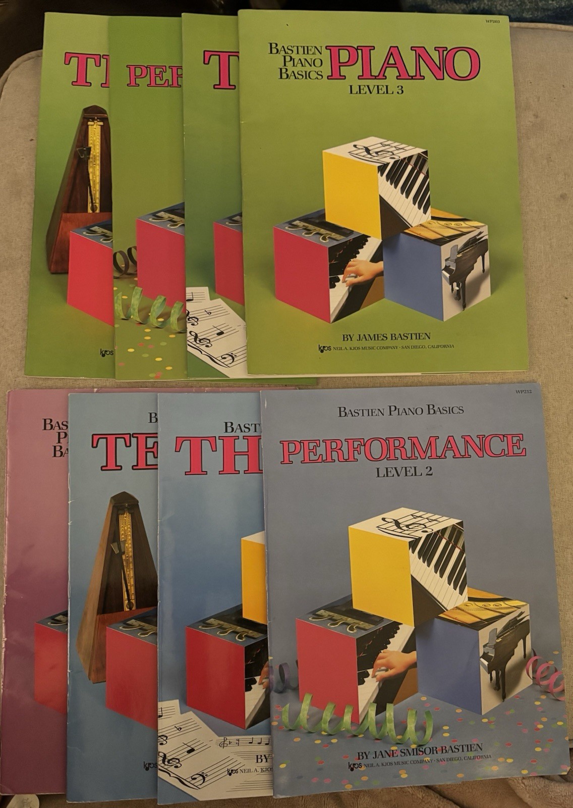 Bastien Piano Basics Levels 1, 2, & 3 Piano,Performance,Technic,Theory, 8 Books