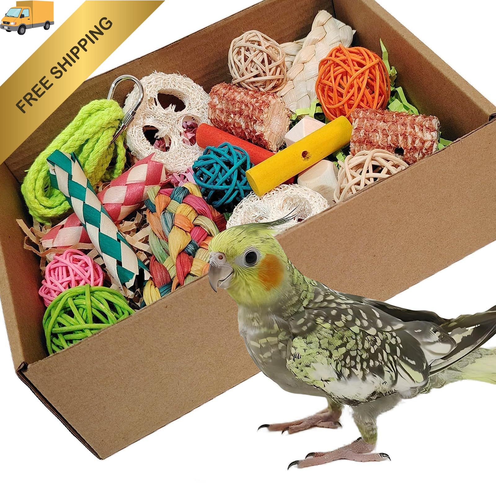bird toys，Colorful Parrot Foraging and Tearing Toy Box - Suitable colorful 
