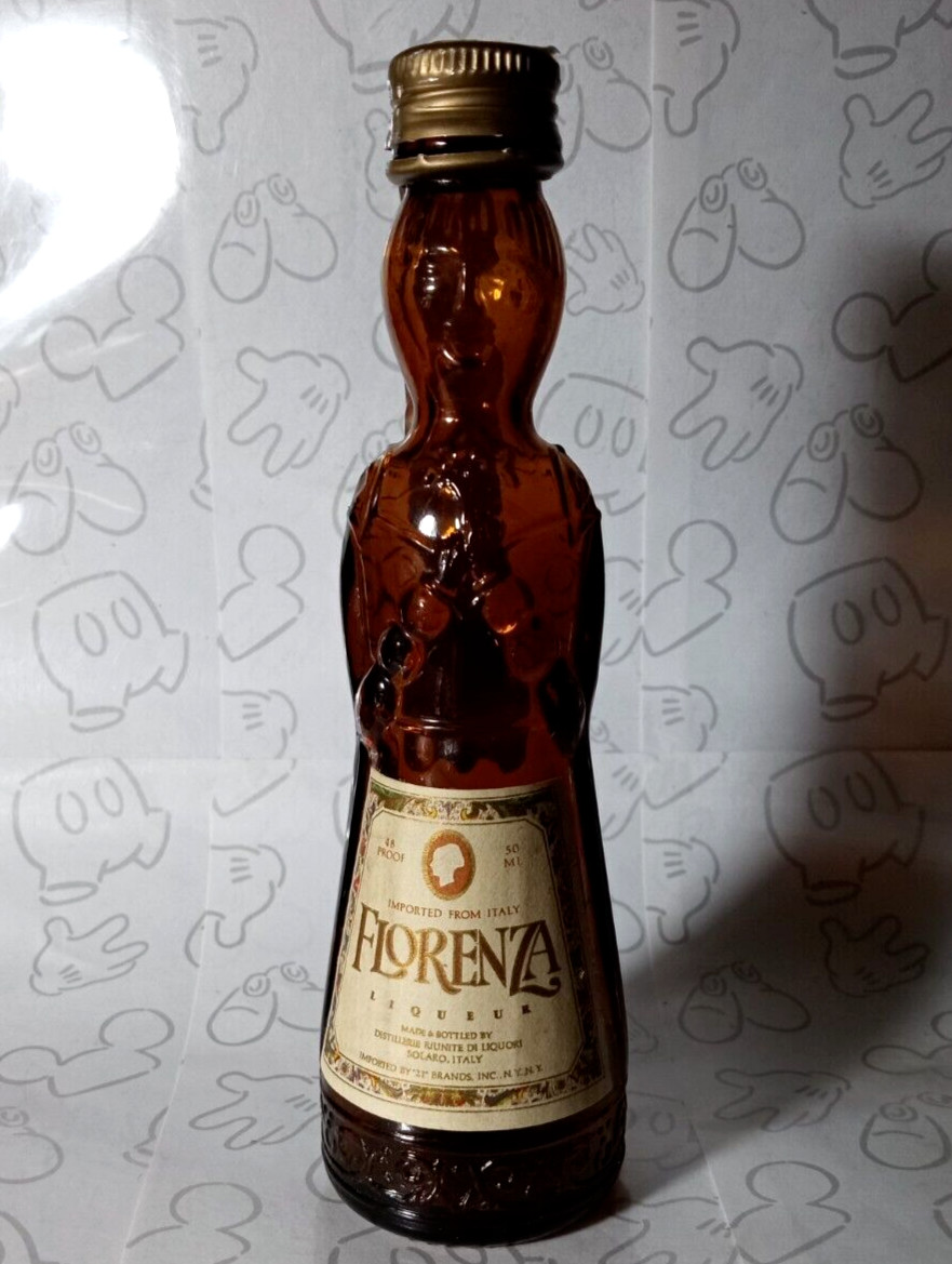 Florenza Liqueur Solaro Italy  Mini Bottle Vintage Brown Glass 50ml