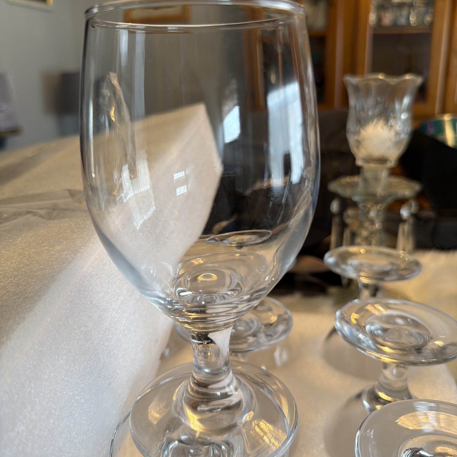 Patelai Set of 6 Clear Glasses 13.5 oz Water Goblet Glass Stemmed Water Glass