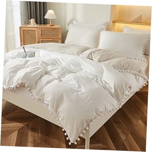  Boho Duvet Cover Twin Farmhouse Twin(1 Pillowcase,No Comforter) White&beige