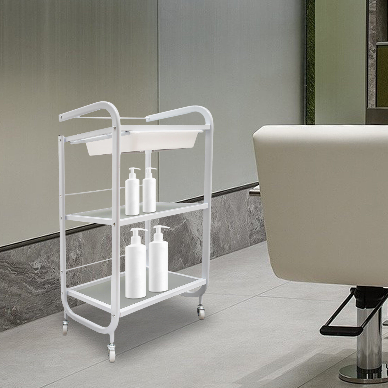Rolling Trolley Cart SPA Beauty Salon Storage Organizer Stand With Wheels Drawer