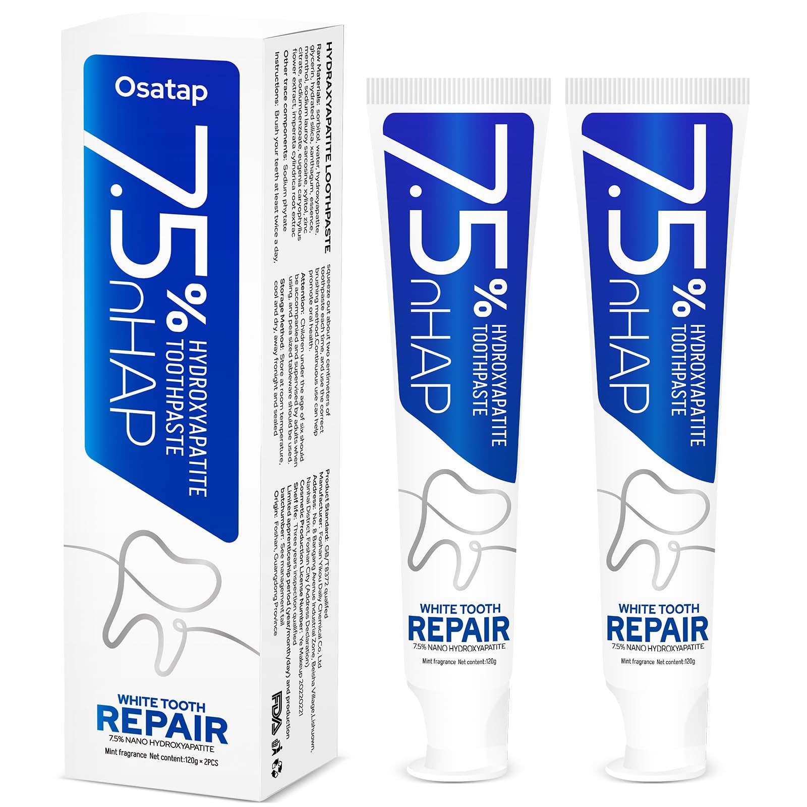 7.5% Hydroxyapatite Toothpaste – Fluoride-Free 4.23 Ounce (Pack of 2) 