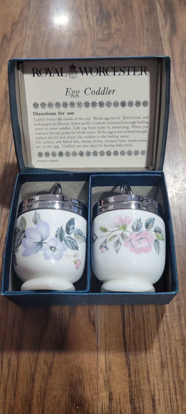 Pair Royal Worcester Porcelain England Egg Coddlers Coddler Cookware 