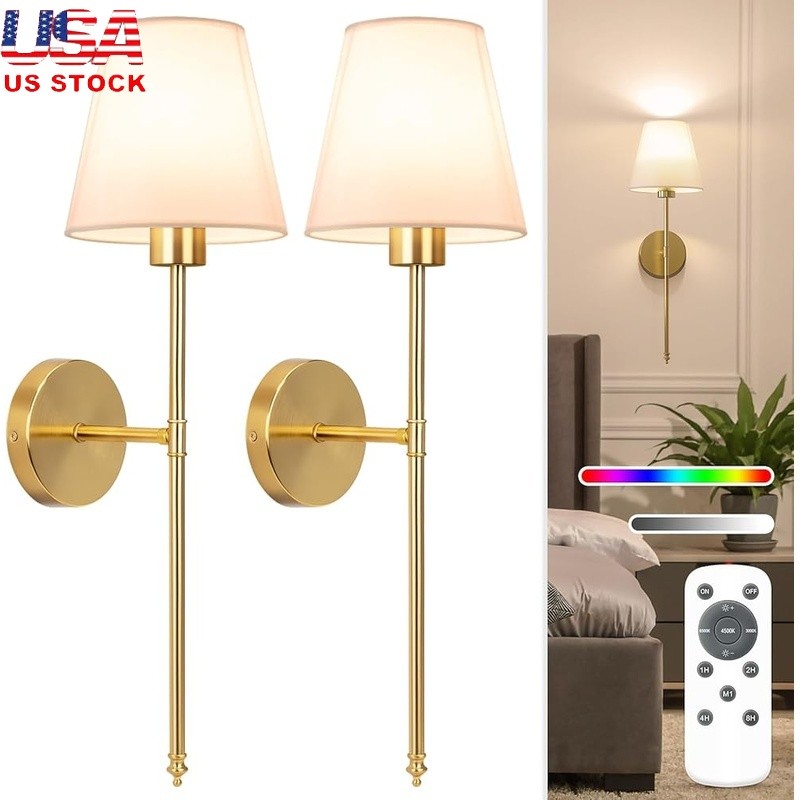 Wireless Battery Operated Wall Sconce Dimmable Remote Control Adjustable Light