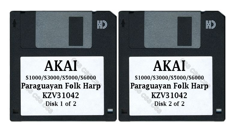 Akai S1000 / S5000 Set of Two Floppy Disks Paraguayan Folk Harp KZV31042