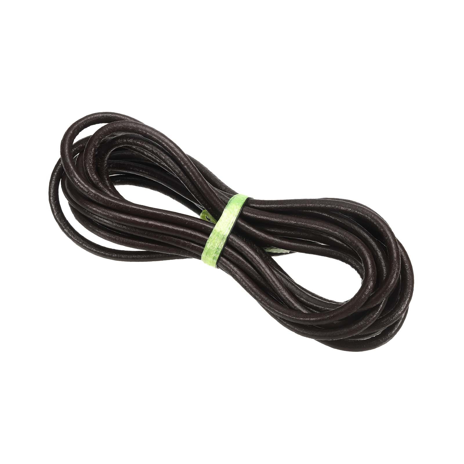 5mm Round Braided Leather Cord for Crafts Jewelry Making, Dark Brown(4 Yards)