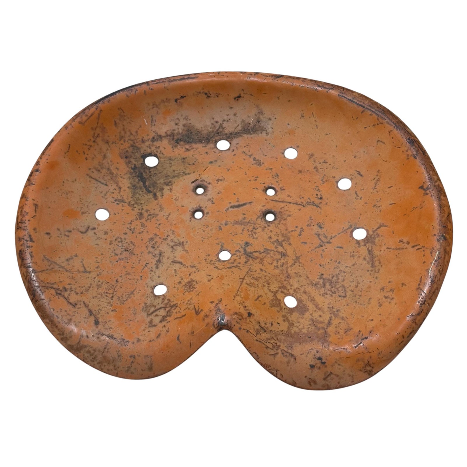 Vintage Metal Tractor Seat Orange Pan 12.75" X 16" Farm Implement Part