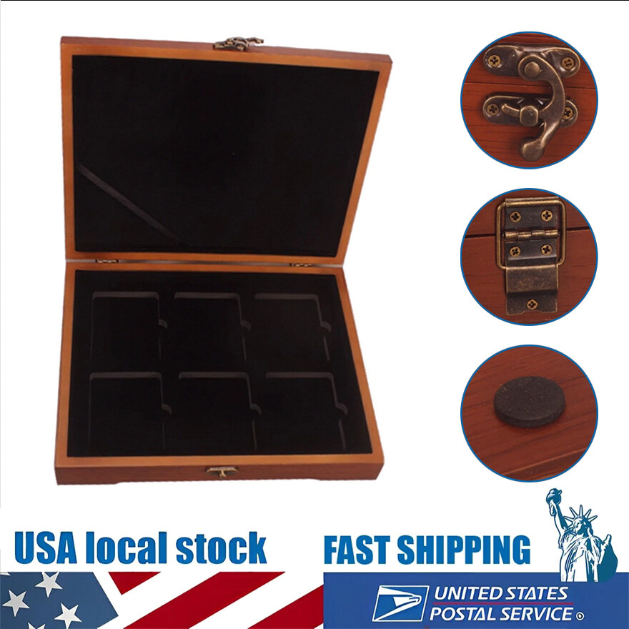 Coin Slab Storage Box Solid Wooden Display Case fit 6 Certified PCGS NGC Holders