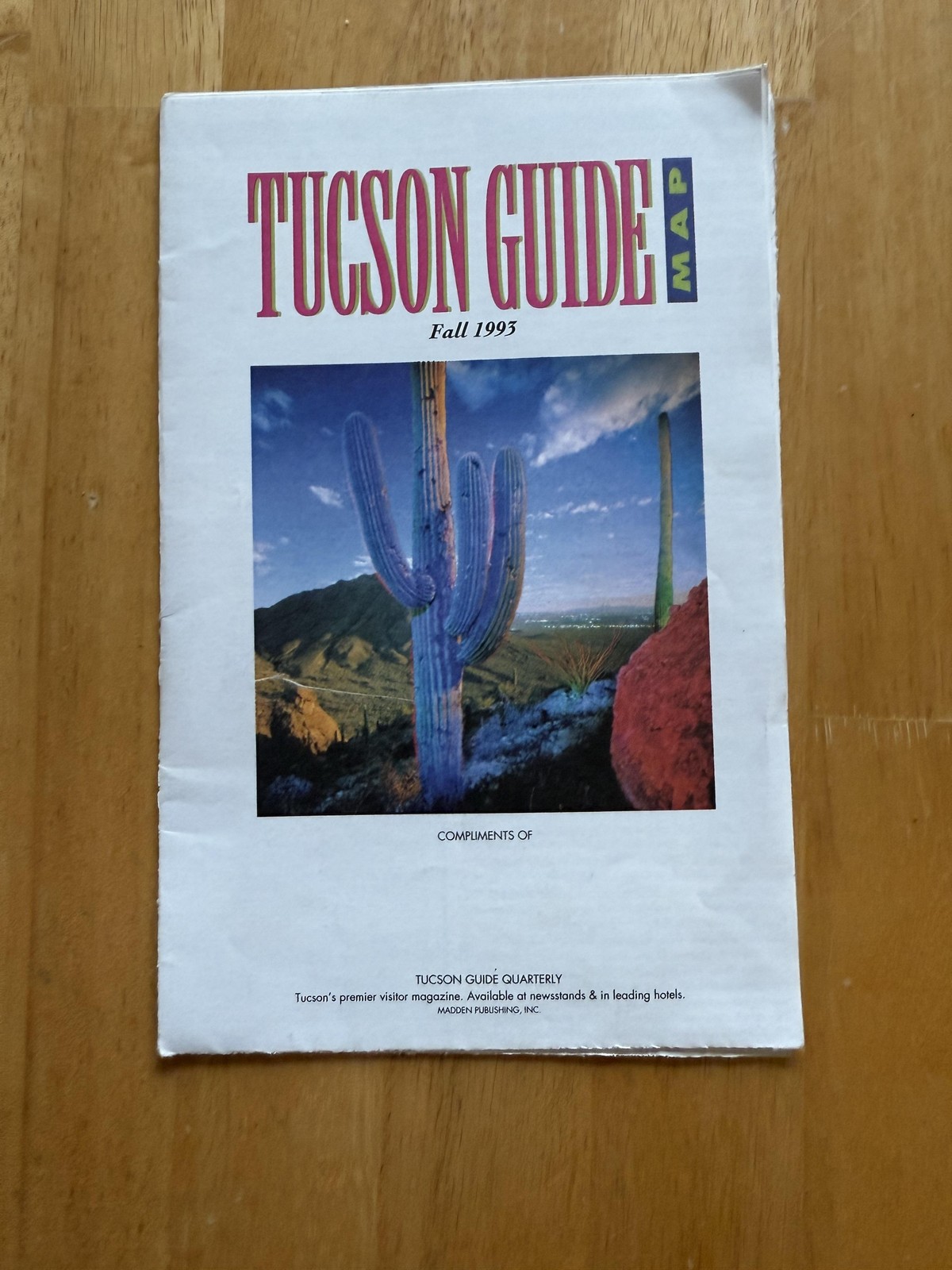Vintage 1993 Tucson Guide Map Arizona Visitor Fold-Out City Travel Brochure