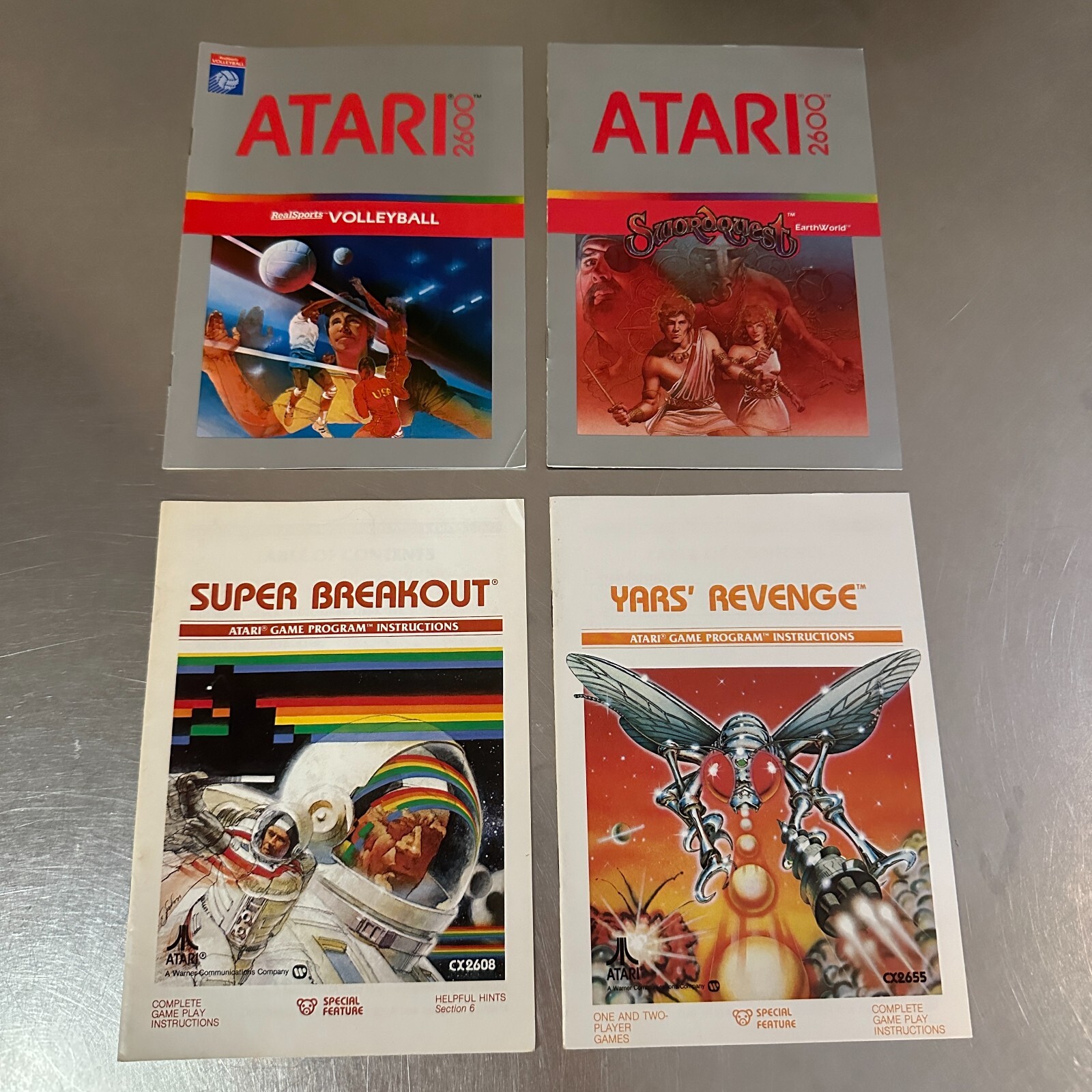 Atari Lot: Volleyball, Swordquest, Super Breakout, Yar's Revenge - BOOKLETS ONLY