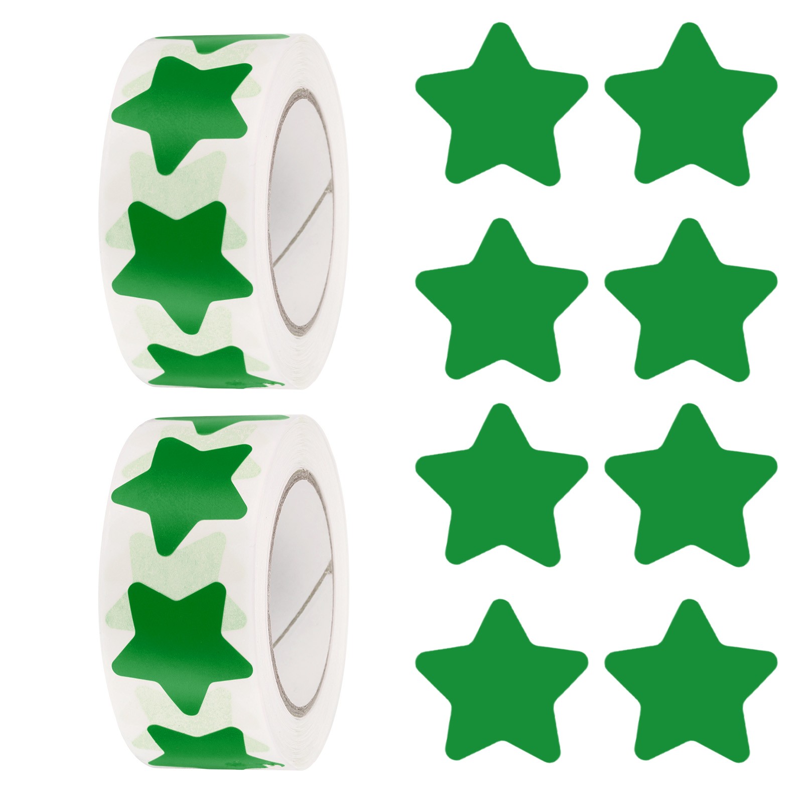 Star Stickers Roll 1 Inch, 1000pcs Adhesive Star Labels for DIY Crafts, Green