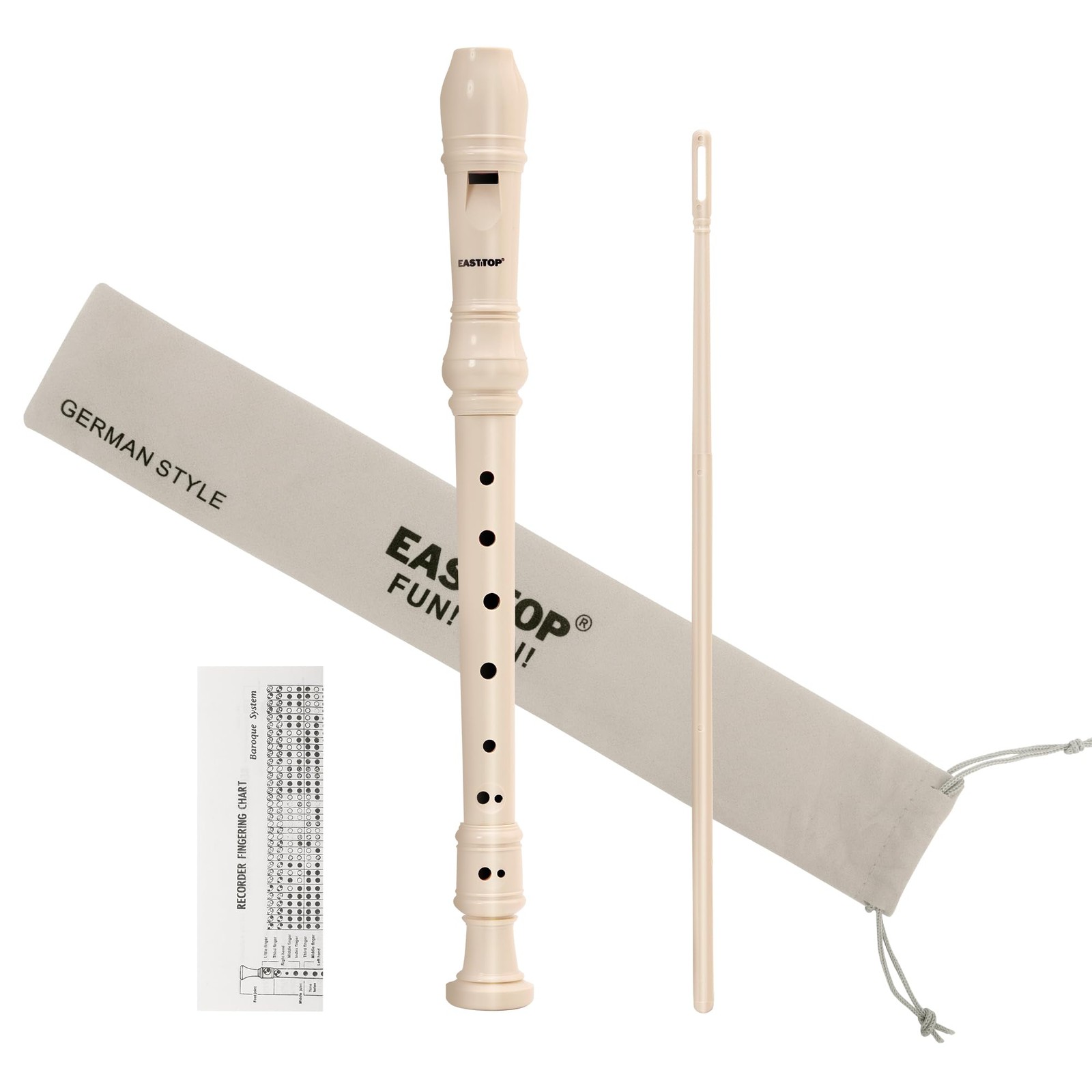 EAST TOP Soprano Recorder for Kids Beginners, 8 Hole Plastic German R08-INORY 