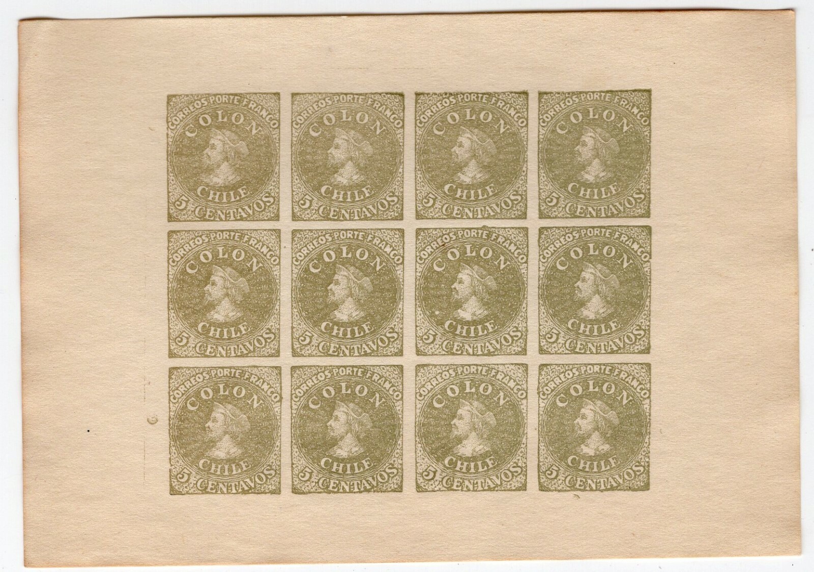 CHILE 1853 First Issues Colon Columbus FAKE NOT REAL ONLY FOR REFERENCE XIX