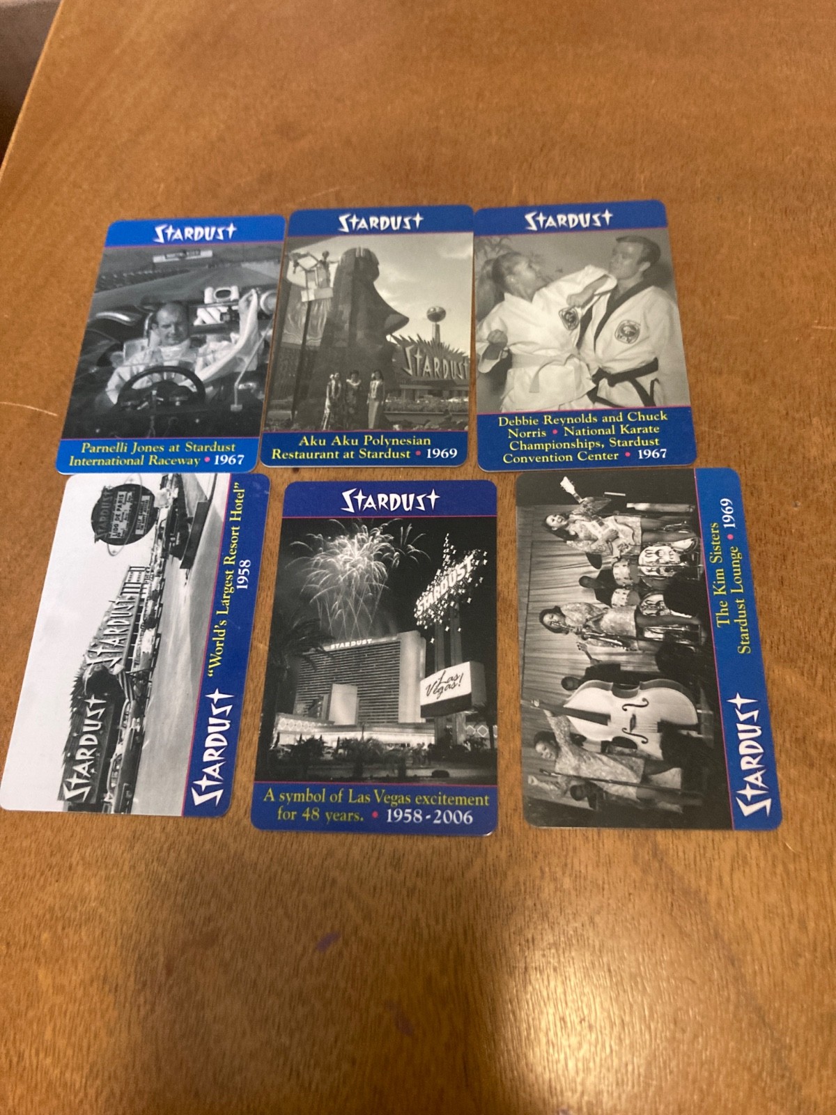 6 Stardust CASINO LAS VEGAS KEY CARDS KIM SISTERS DEBBIE REYNOLDS COLLECTOR CARD