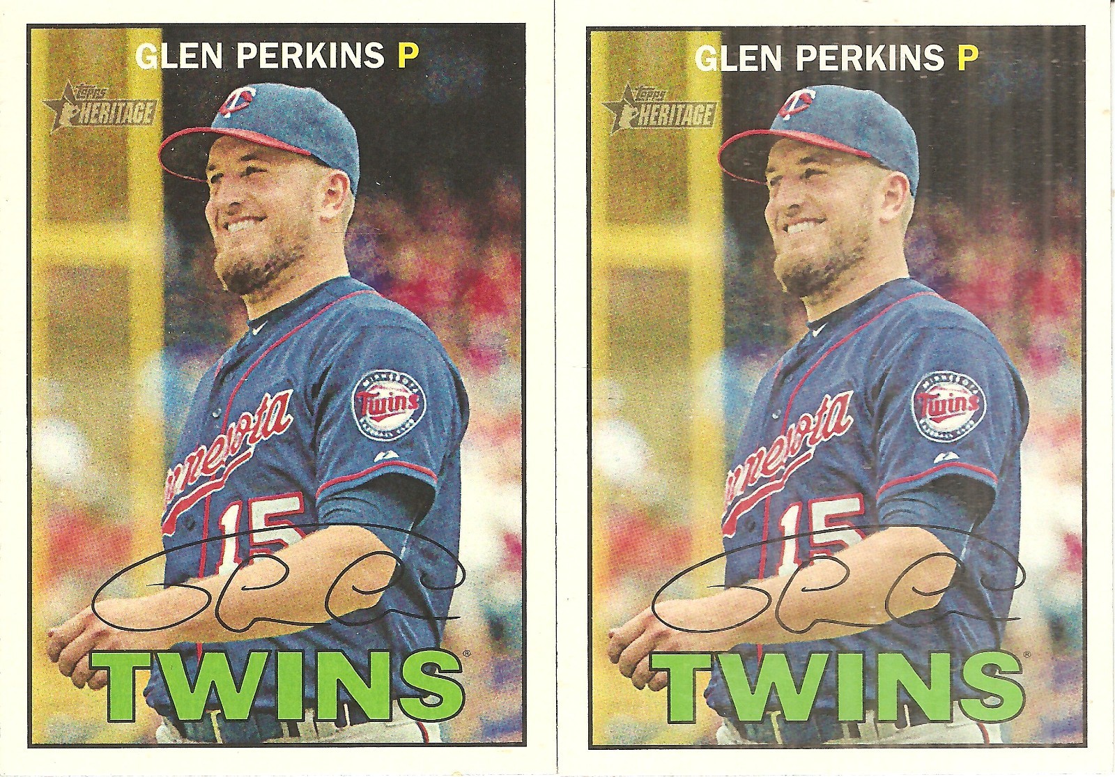 2 CARD 2016 TOPPS HERITAGE GLEN PERKINS BASEBALL CARD LOT