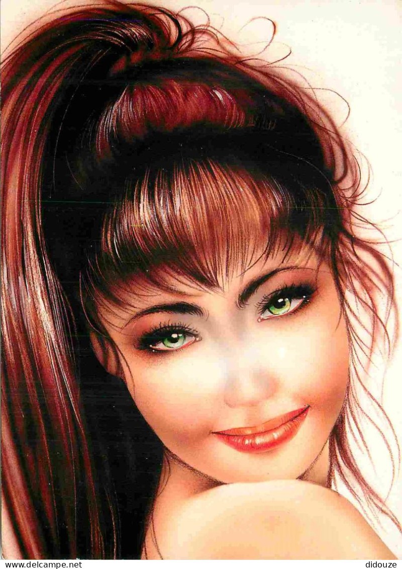 Postcard - women - drawing - illustration - CPM - see scans double-sided -