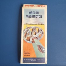 Vintage - 1955 - AAA - Oregon Washington - Fold Out Paper Map