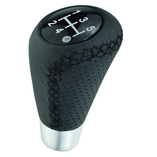  Shifter Knob 5 Speed Leather Car Gear Stick Shifting Black 1 Black stitches