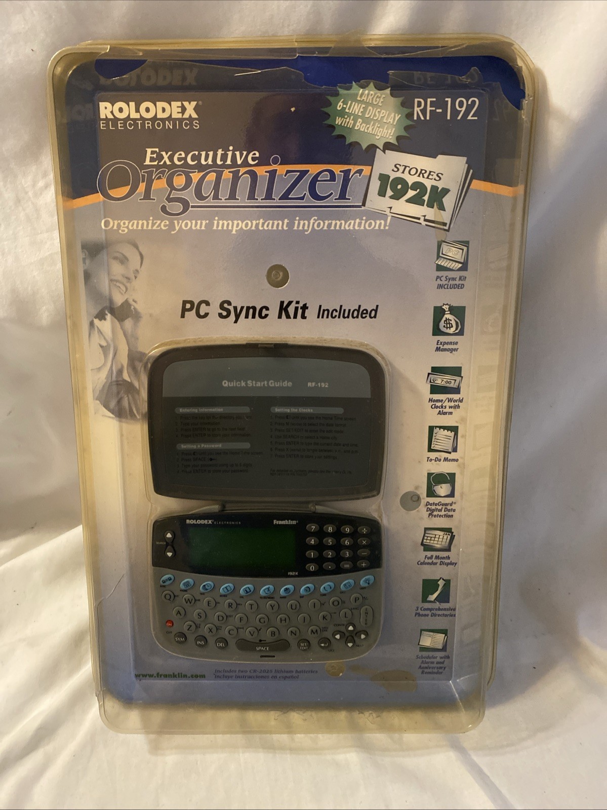 Rolodex Electronic Organizer RF192 192k Franklin Executive Professional w/PC Kit