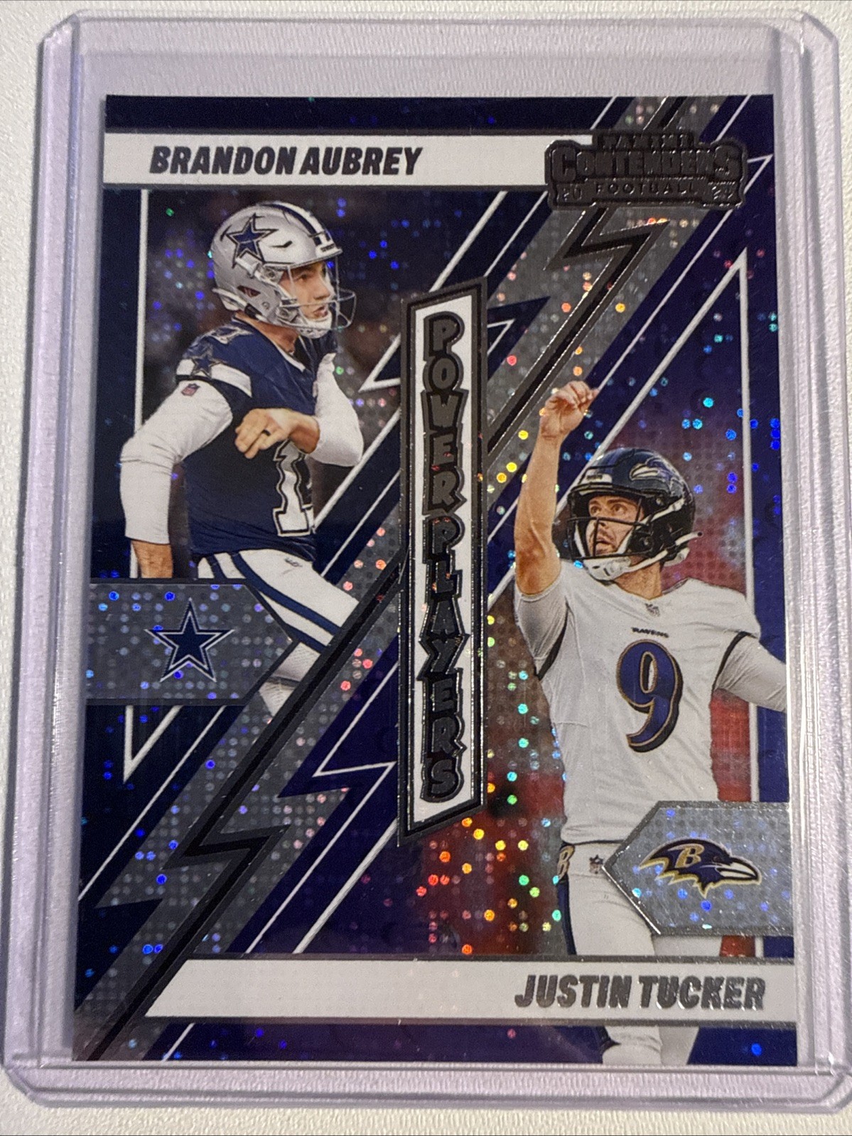 2024 Panini Contenders #20 Brandon Aubrey / Justin Tucker Power Players Sparkle