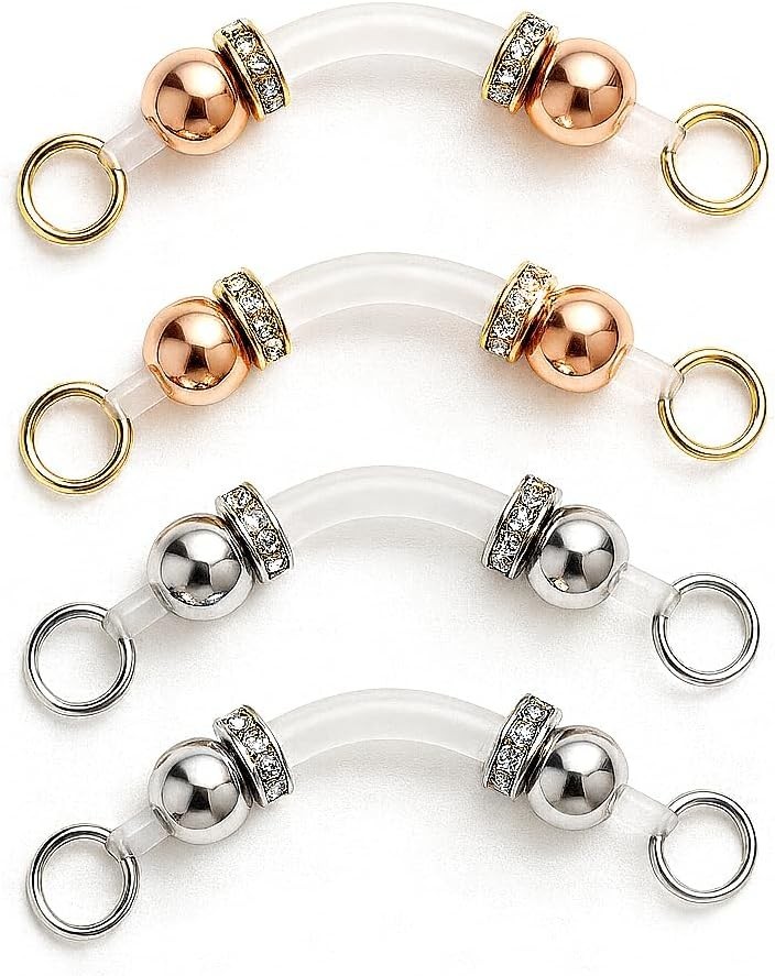 2 Pairs Non-Piercing Nipple Jewelry – Adjustable Silicone Rings with Silver &.