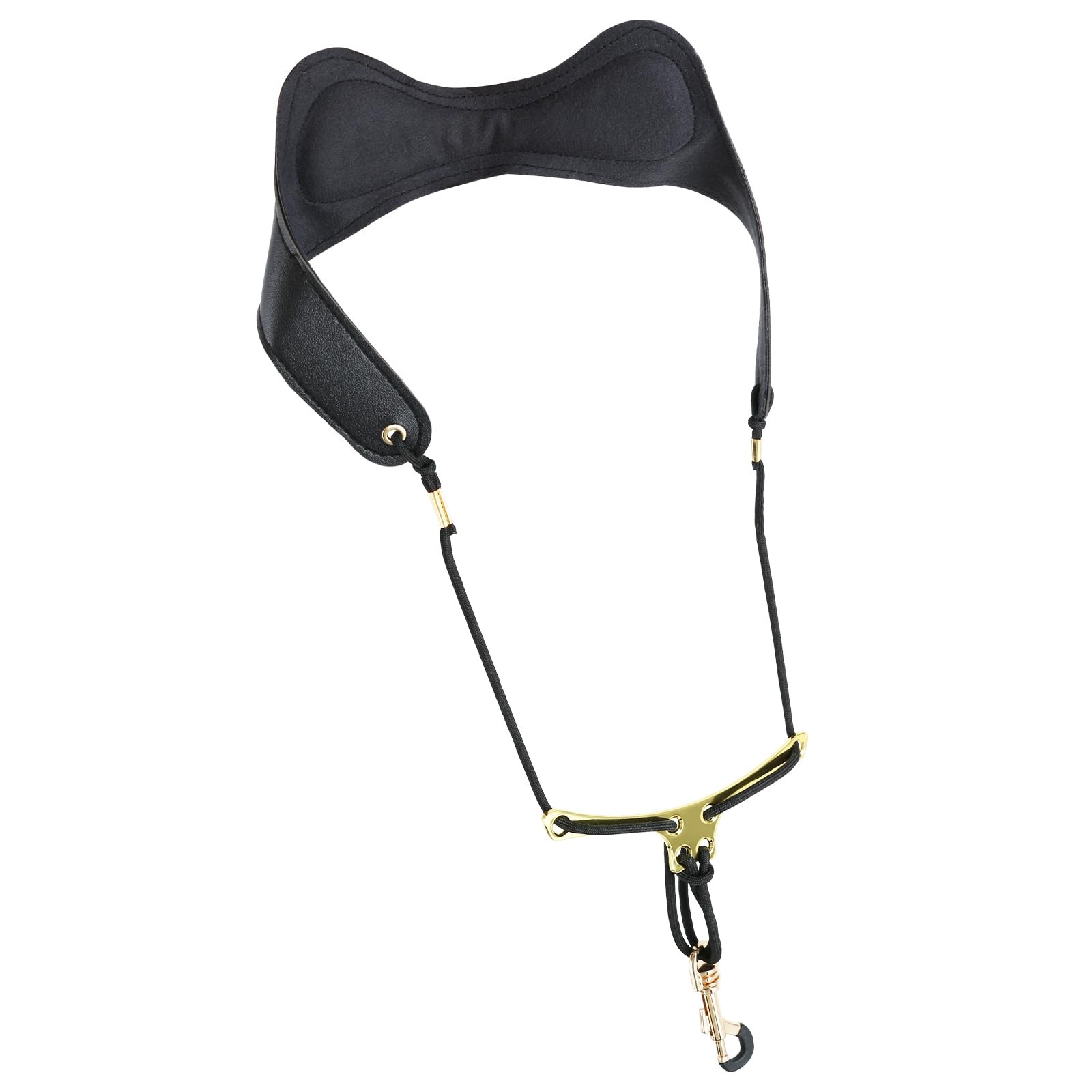 Ranming Alto Saxophone Strap with Adjustable Length Leather Medium, Black 