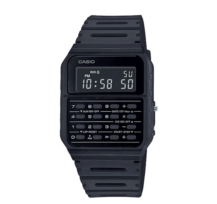 Casio Data Bank Calculator Watch Square Dial Resin Band Digital Watch Black