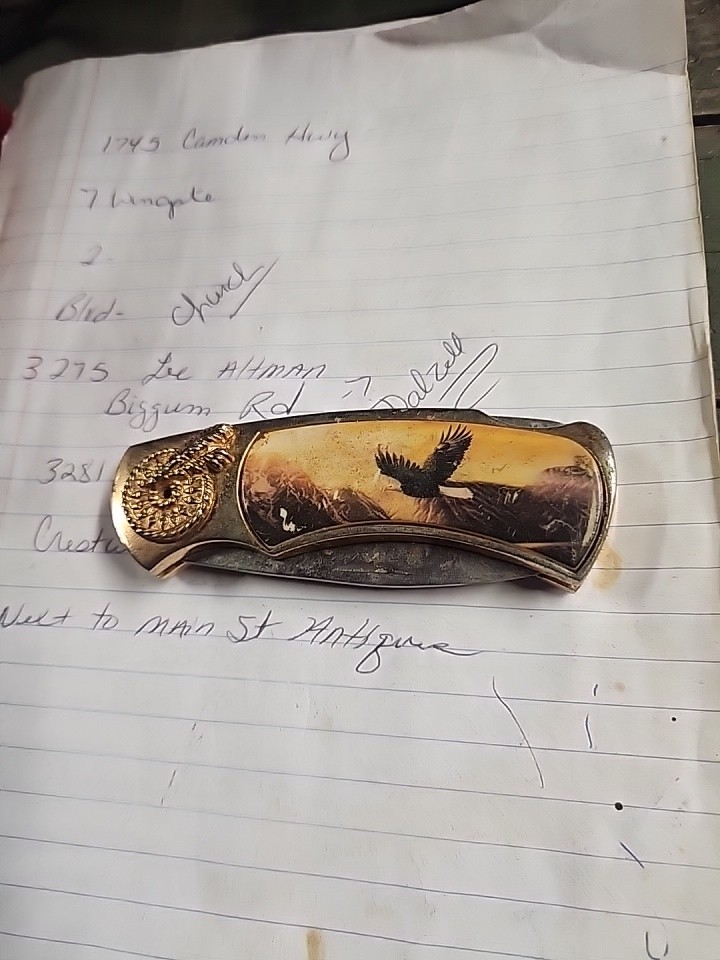 Gold Beautiful Eagle Handle 1 Blade Stainless Steel Pocket Knife