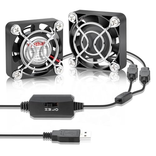 2 Pack 40x10mm Mini USB Fan with Speed Control