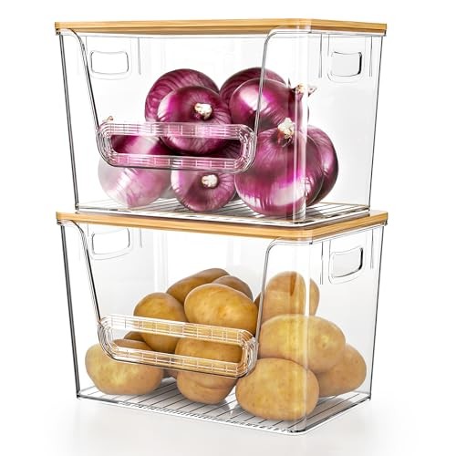  2 Set Pantry Organizers and Storage, Trash Bag Holder Under Sink 2Pack Clear