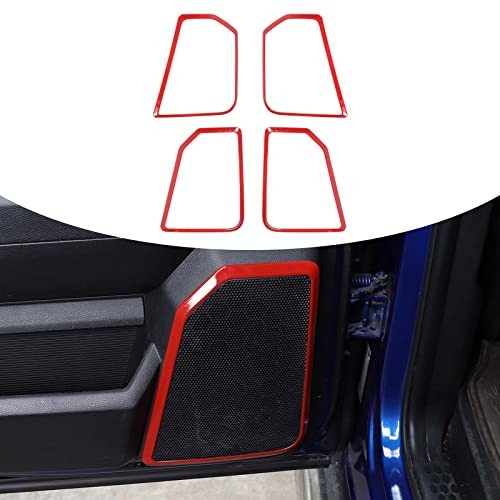 for RAM Door Speaker Trim Ring Red for Dodge RAM 2010-2017 Red Interior red