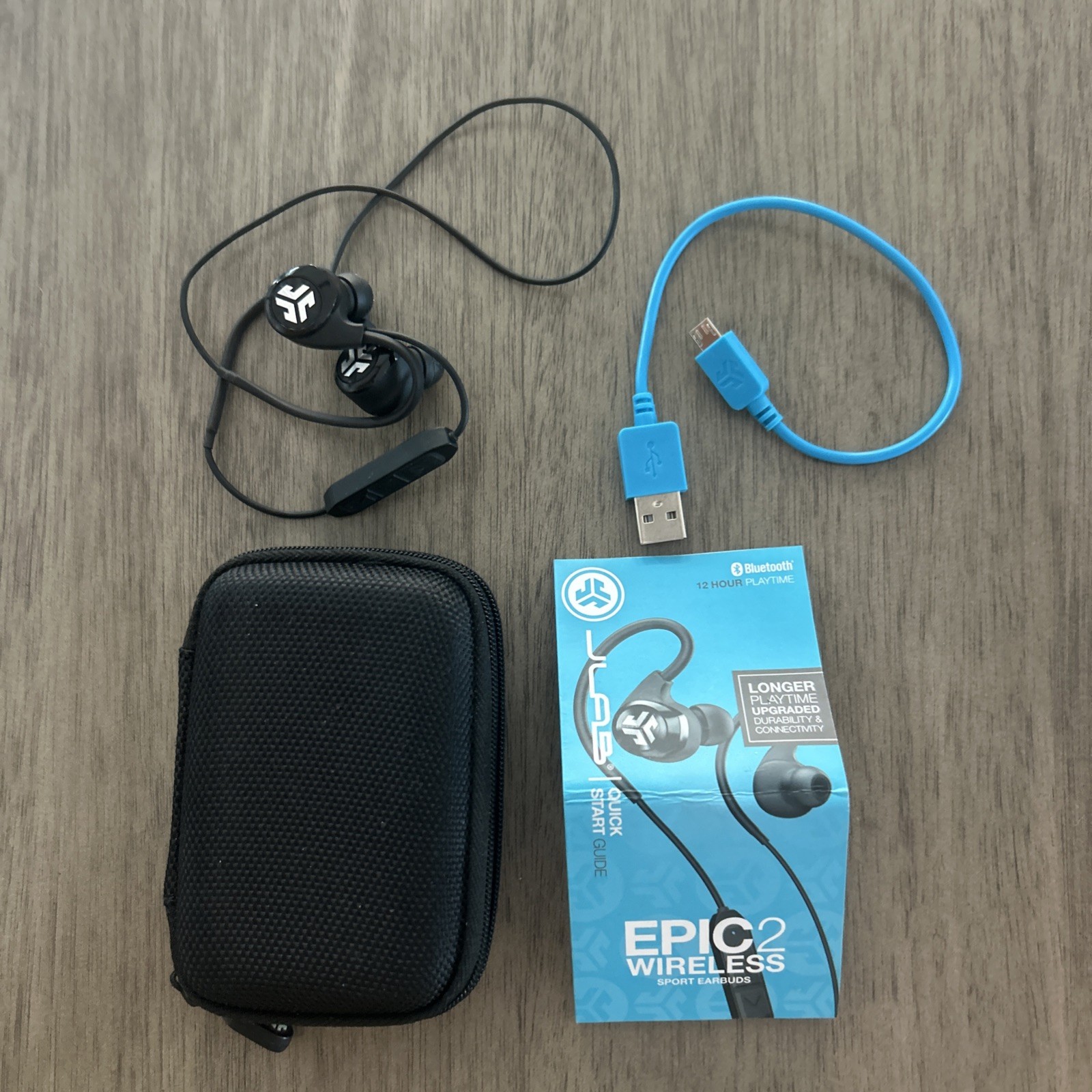 JLab Fit Sport Fitness Earbuds Wireless In Ear Headphones Black Buds Bluetooth